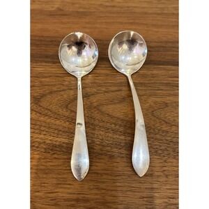 2 Antique Weidlich Stratfield Sterling Silver Soup Spoon 1930's